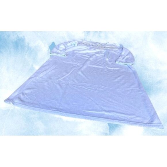 Miss Elaine Maxi Nightgown Small Blue Fleece Embroidered Flowers Lace Buttons - Picture 7 of 12